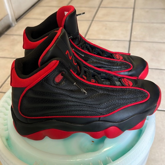 Nike Air Jordan Pro Strong Bred Size Black Red Leather Shoes